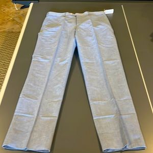 NWT Brooks Brothers light blue linen cotton blend flat front pant. 36w x 32l